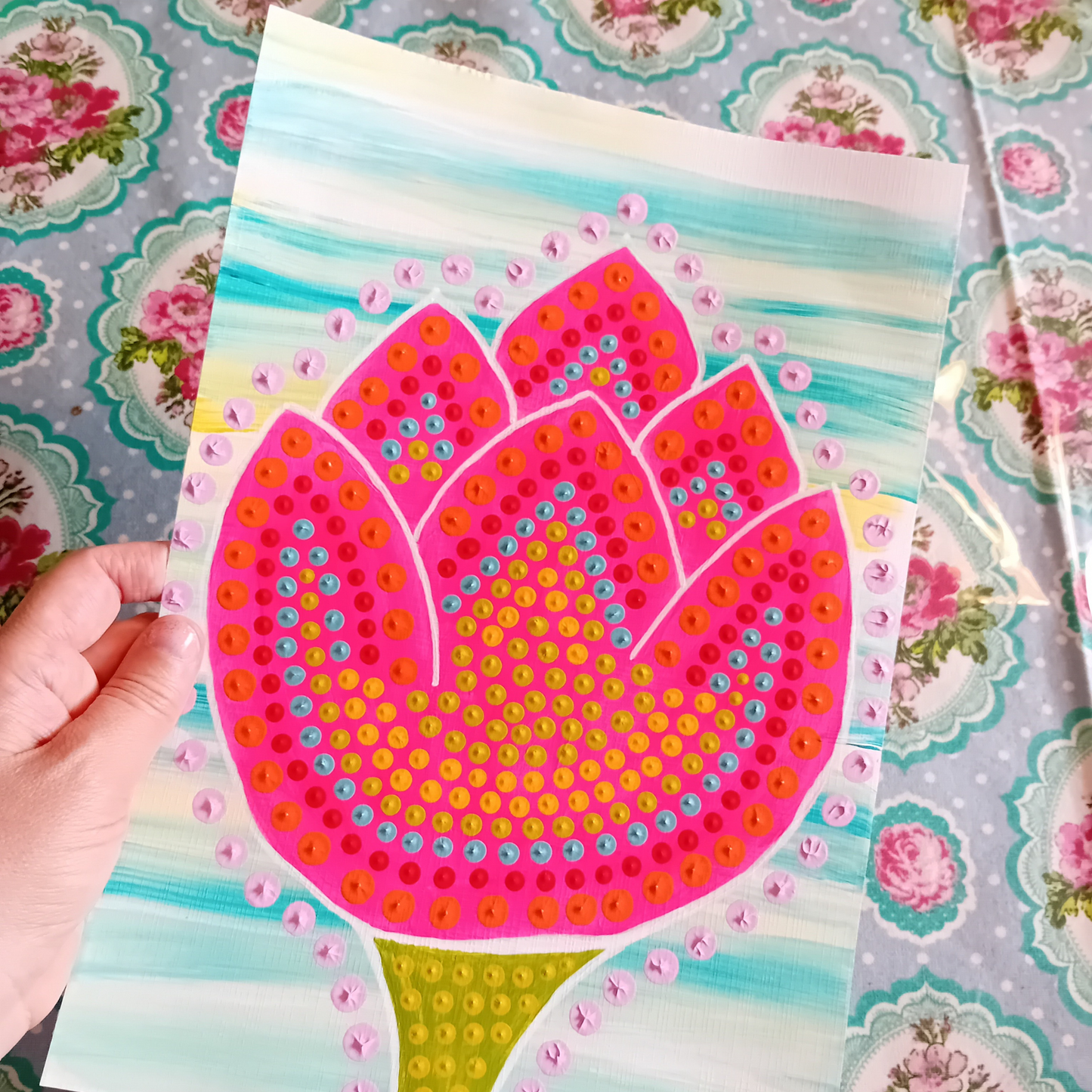 "Ocean flower E"     A4.    Utan ram.