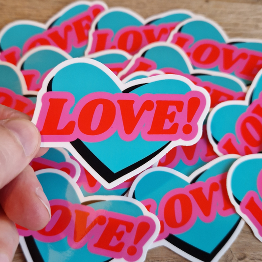 LOVE ! Sticker i starka färger. 80-tals inspirerad design.